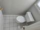 Close up of a toilet in a small bathroom at 3773 Summer Rose Dr, Atlanta, GA 30341