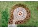 Aerial view of a stone fire pit area, with comfortable seating and attractive landscaping at 410 Beacon Way Way, Villa Rica, GA 30180