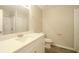Bathroom featuring a shower stall and a modern vanity sink at 8607 Wood Springs Ct, Douglasville, GA 30135