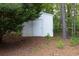 Exterior shot of a storage shed, surrounded by trees and foliage at 2101 Emerald Dr, Loganville, GA 30052