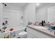 bathroom featuring a shower-tub combo, vanity, and toilet at 2139 Kirkham Way, Kennesaw, GA 30152