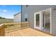 View of an outdoor wooden back deck featuring a railing and access to the home through glass doors at 1483 Autumn Wind Dr, Dacula, GA 30019