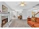 Bright living room view with fireplace, eat-in kitchen, and interior design accents at 3358 North Ct, Ellenwood, GA 30294