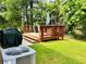Inviting wooden backyard deck amid lush greenery, perfect for outdoor dining and relaxation, with room for grilling at 5848 Rex Ridge Loop, Rex, GA 30273