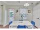 Charming breakfast nook with white table and bright blue chairs, next to a door to the outside at 911 Sonoma Dr, Lawrenceville, GA 30045