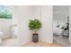 Bright hallway featuring a decorative plant that leads to the bedroom and bathroom at 320 Edna Dr, Stockbridge, GA 30281