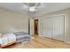Bedroom with wood floors, closet, and a view to the hall at 3467 Clubland Dr, Marietta, GA 30068
