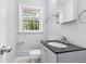Well-lit half bathroom with vanity and a modern silver faucet and fixtures at 1461 Alverado Way, Decatur, GA 30032