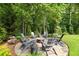 Cozy backyard fire pit with Adirondack chairs on a stone paver patio at 1235 Grand View Se Dr, Smyrna, GA 30126