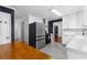 Updated kitchen featuring stainless steel appliances, white cabinets, and a butcher block island at 2093 Kolb Ridge Sw Ct, Marietta, GA 30008