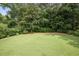 A well-manicured backyard with lush green grass, bordered by mature trees and manicured shrubbery providing ample privacy at 388 Talcott Nw Cir, Marietta, GA 30064