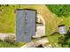 Bird's-eye view of the property showcasing the spacious backyard, storage shed, and the home's roof at 1985 Thomasville Se Dr, Atlanta, GA 30315