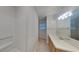 Neutral bathroom featuring a single sink vanity and tiled floors at 200 Compton Ct, Mcdonough, GA 30252