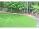 Large manicured lawn area with wooded boundaries, creating a private backyard space at 6570 Canyon Cv, Cumming, GA 30028