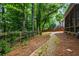 Landscaped backyard featuring a stone path, privacy fence, and lush greenery at 1772 Benningfield Sw Dr, Marietta, GA 30064