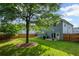 Backyard with mature trees, privacy fence, and patio area at 2261 Seatton Ct, Marietta, GA 30062