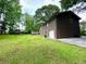 Lush green yard with back of house and shed at 942 Batesville Rd, Canton, GA 30115