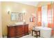 Bathroom vanity with a unique design, offering modern style and ample counter space at 7435 Woodruff Way, Stone Mountain, GA 30087