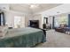 Main bedroom with carpet, trey ceilings, and a sitting area with a large TV at 2015 Towne Lake W Hls, Woodstock, GA 30189
