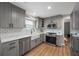 Modern kitchen with stainless steel appliances, light gray cabinets and subway tile backsplash at 4305 Chesapeake Trce, Acworth, GA 30101