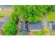 Aerial view of a home with a large backyard, mature trees, and a driveway at 5293 Sandy Shoals Ln, Stone Mountain, GA 30087