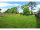 A vast green backyard enclosed with a wooden fence and lush mature trees at 321 Shannon Ct, Mcdonough, GA 30252