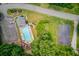 Overhead community pool and basketball court with surrounding greenery and parking at 965 Under Ct, Sugar Hill, GA 30518