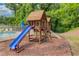 Inviting community playground area with a wooden play structure, slides, and swings at 965 Under Ct, Sugar Hill, GA 30518