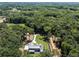 Aerial view showcases a private estate nestled among lush, mature trees at 779 Hicks Rd, Canton, GA 30115