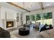 Cozy living room featuring a fireplace, built-in shelves, and comfortable seating at 779 Hicks Rd, Canton, GA 30115