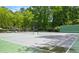 Well-maintained tennis court surrounded by lush greenery, providing a private and serene setting for players at 1424 Tuxworth Cir, Decatur, GA 30033