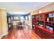 Elegant dining room with hardwood floors, wainscoting, and a stylish chandelier at 1890 Turtle Creek Way, Lawrenceville, GA 30043