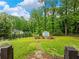 Spacious backyard with lush greenery, playground, shed, and picnic area, perfect for outdoor activities and gatherings at 2956 Springlake Dr, Buford, GA 30519