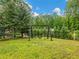 Backyard swing set surrounded by mature trees and greenery, perfect for outdoor fun at 2956 Springlake Dr, Buford, GA 30519