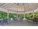 Outdoor community gazebo featuring a white high-pitched roof, lots of tables and chairs; perfect for events and gathering at 4070 Ridgehurst Se Dr, Smyrna, GA 30080
