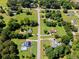 Neighborhood aerial view of large lots and mature trees with in-ground pools in the backyards at 315 Pleasant Grove Rd, Mcdonough, GA 30252