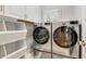 Laundry room with side by side washer and dryer, overhead cabinets, and storage at 530 Twinflower Ct, Roswell, GA 30075