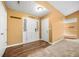 Inviting entryway with hardwood floors, a modern front door, and neutral paint at 5535 Dorsett Shoals Rd, Douglasville, GA 30135