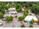An aerial view captures the vibrant neighborhood with bustling streets and lush green trees at 2001 Swazey Dr, Decatur, GA 30032