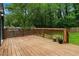 Spacious back deck with wood railings overlooking the private backyard at 2001 Swazey Dr, Decatur, GA 30032