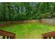 Lush backyard surrounded by mature trees and privacy fence at 2001 Swazey Dr, Decatur, GA 30032