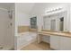 Well-lit bathroom offering a tub, shower and a single sink vanity at 2907 Oakvale Falls Dr, Decatur, GA 30034