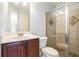 Bathroom featuring a single vanity and glass-enclosed shower at 3641 Mountain Cove Rd, Snellville, GA 30039