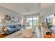Bright living room featuring a blue sofa, modern artwork, and a large window for natural light at 1100 Howell Mill Nw Rd # 312, Atlanta, GA 30318