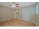 Bedroom with wood floors and closet at 648 Cativo Sw Dr, Atlanta, GA 30311