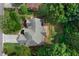 Aerial view of house showing roof line, deck, driveway, and mature trees on a large lot at 1377 Downington Nw Ln, Acworth, GA 30101