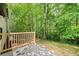Backyard with wooded view and small deck at 5401 Martins Crossing Rd, Stone Mountain, GA 30088
