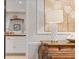 Elegant dining area showcasing a stylish lamp, dresser, and a view of the serving area at 960 Lost Forest Dr, Sandy Springs, GA 30328