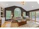 Bright living room with large windows, vaulted ceilings, and a comfortable seating arrangement at 960 Lost Forest Dr, Sandy Springs, GA 30328