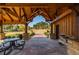 A community outdoor pavilion with exposed beam construction, stone accents, and scenic views of the surrounding landscape at 960 Lost Forest Dr, Sandy Springs, GA 30328